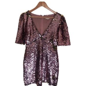 For Love & Lemons Sz Medium M Pink Gold Sequin Short Cocktail Party Dress